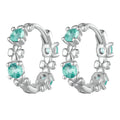 925 Sterling Silver Earrings with Transparent Glass in Size 14mm for Women