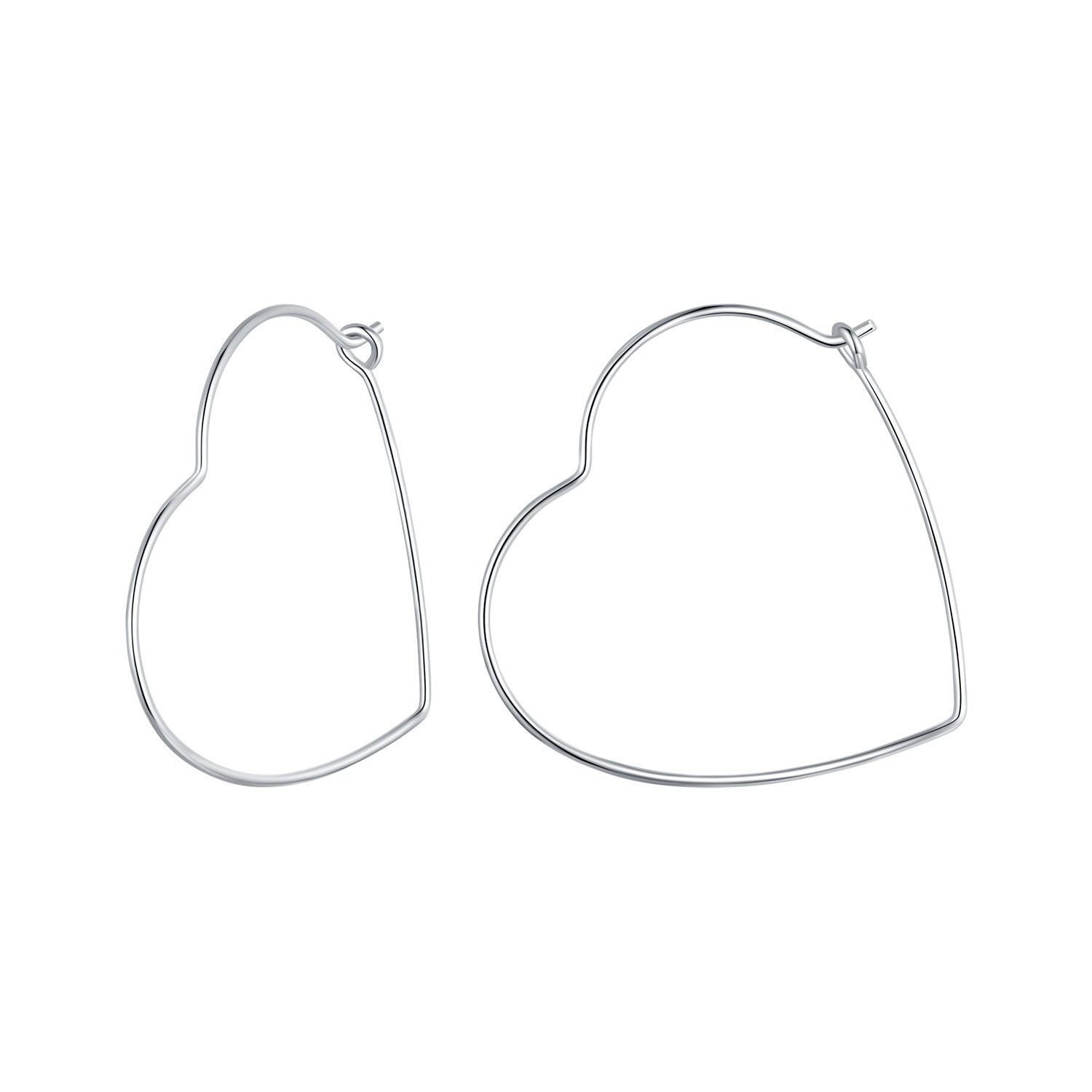 925 Sterling Silver Earrings with White Gold Plating - 27mm for Women