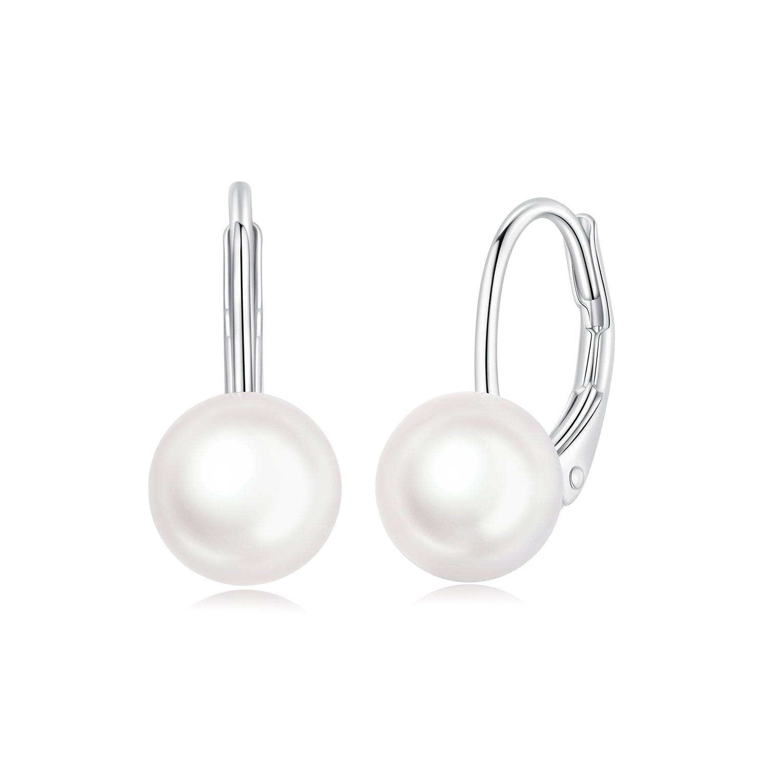 925 Sterling Silver White Gold Plated Freshwater Pearl Earrings for Women