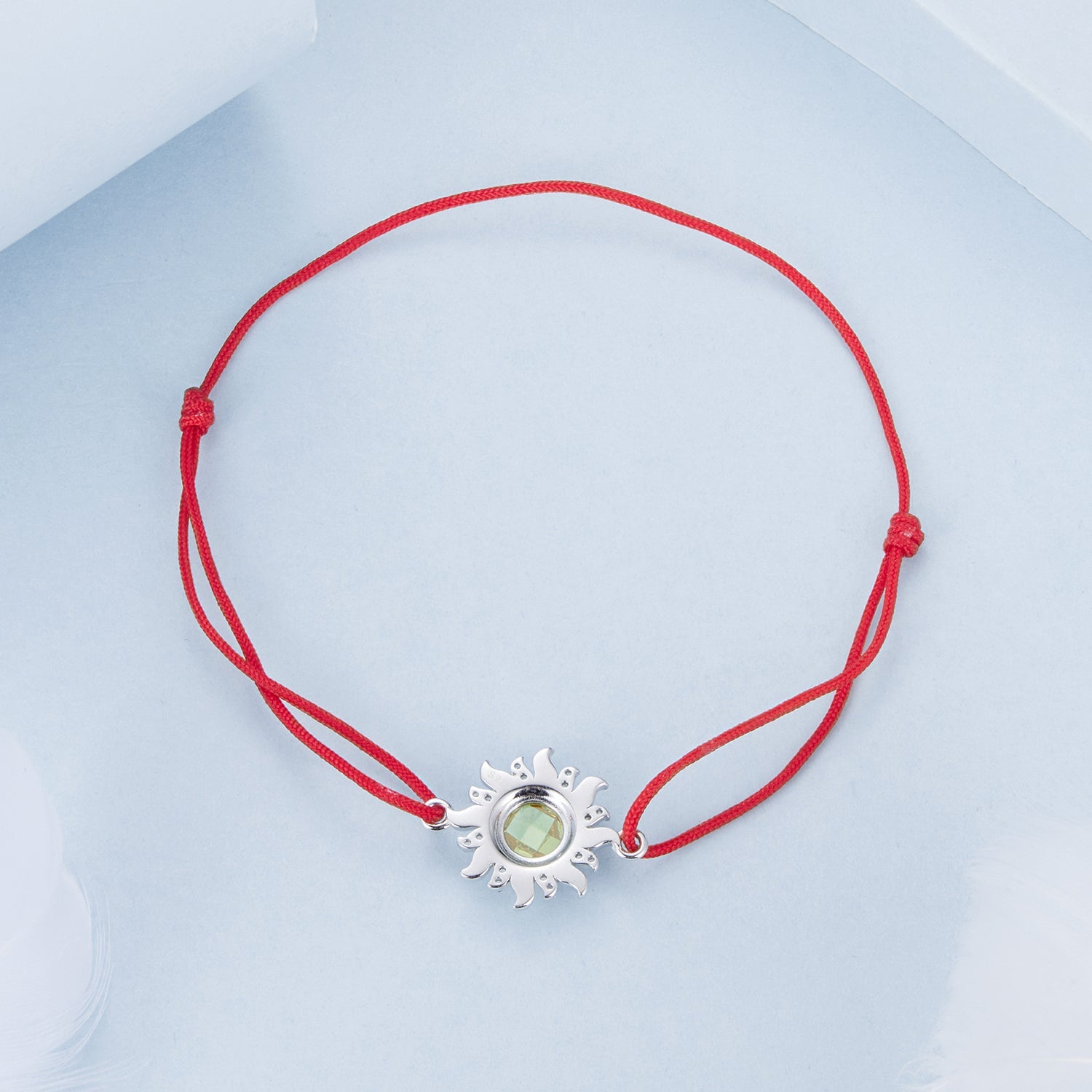 925 Sterling Silver Adjustable Length Bracelet with CZ and Glass Pendant for Women