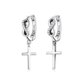925 Sterling Silver Earrings with Pavé Setting CZ in Oxidized Finish