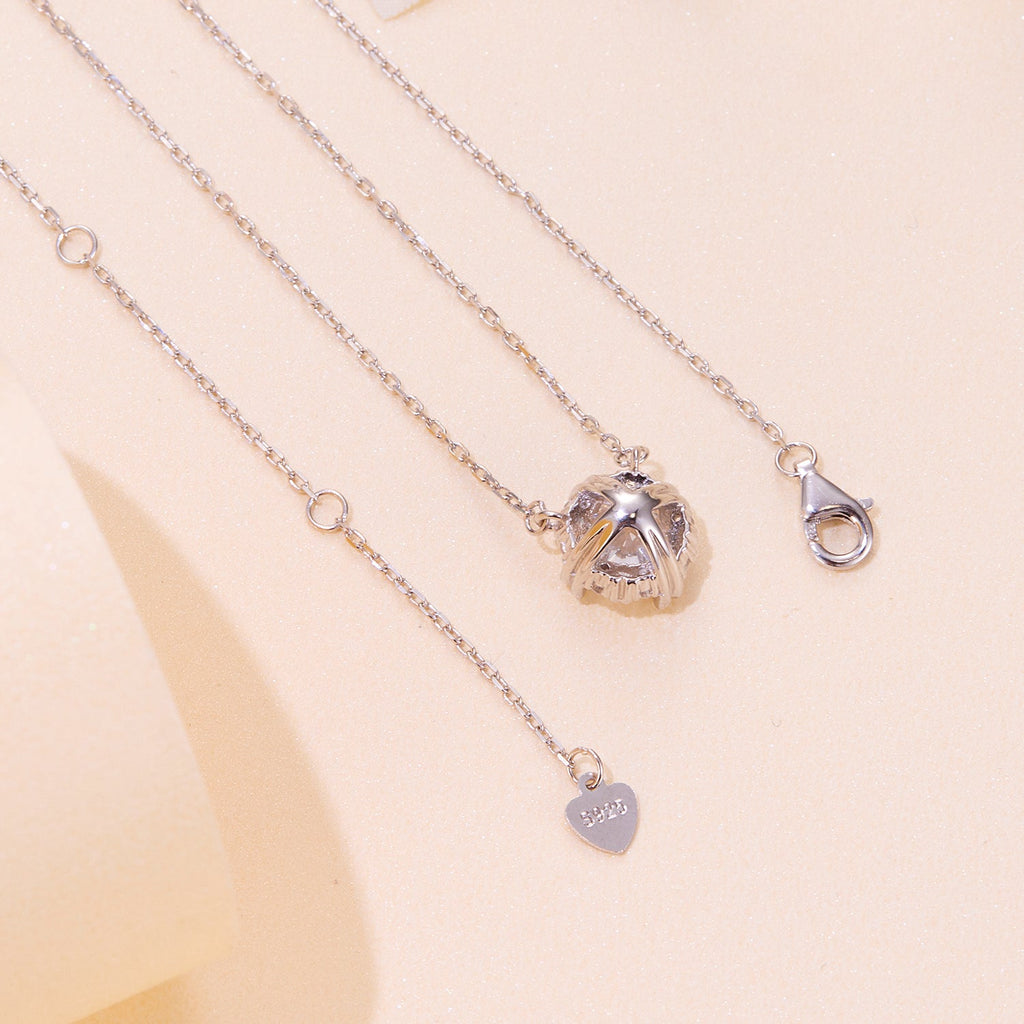 925 Sterling Silver Moissanite 1.0 Carat Necklace with Pavé Setting for Women