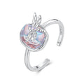 925 Sterling Silver Ring with Nano Opal Stone, 0.15 cm Width for Women