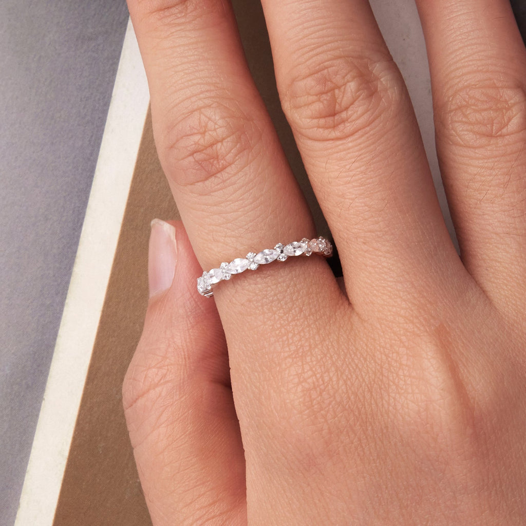925 Sterling Silver White Gold Plated 0.26cm CZ Ring Size 6.0 for Women