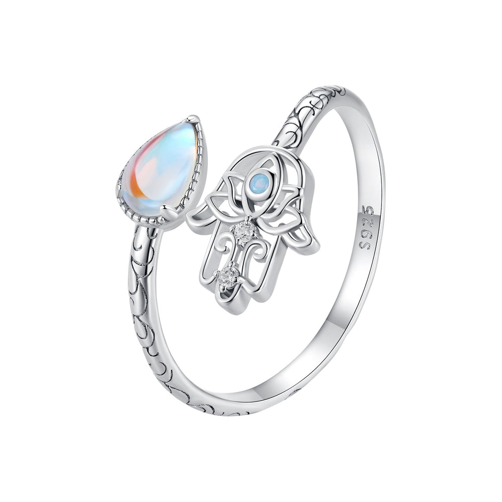 925 Sterling Silver Opal Nanometer Stone Platinum Plated Ring