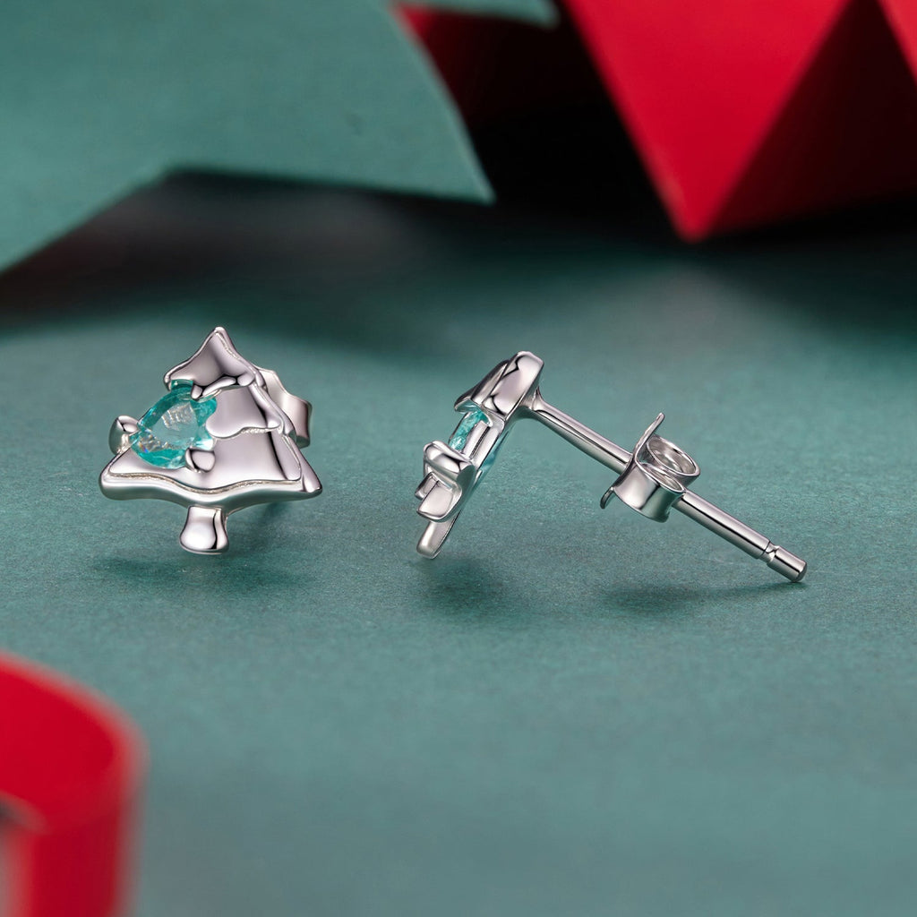925 Sterling Silver White Gold Plated Transparent Glass Earrings for Women