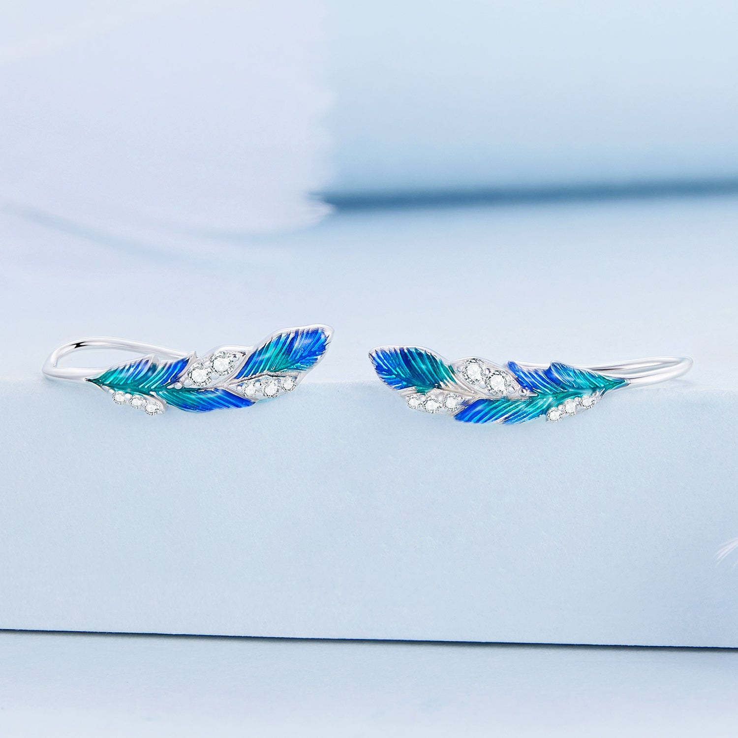 925 Sterling Silver Enamel Finish Pavé CZ Earrings for Women