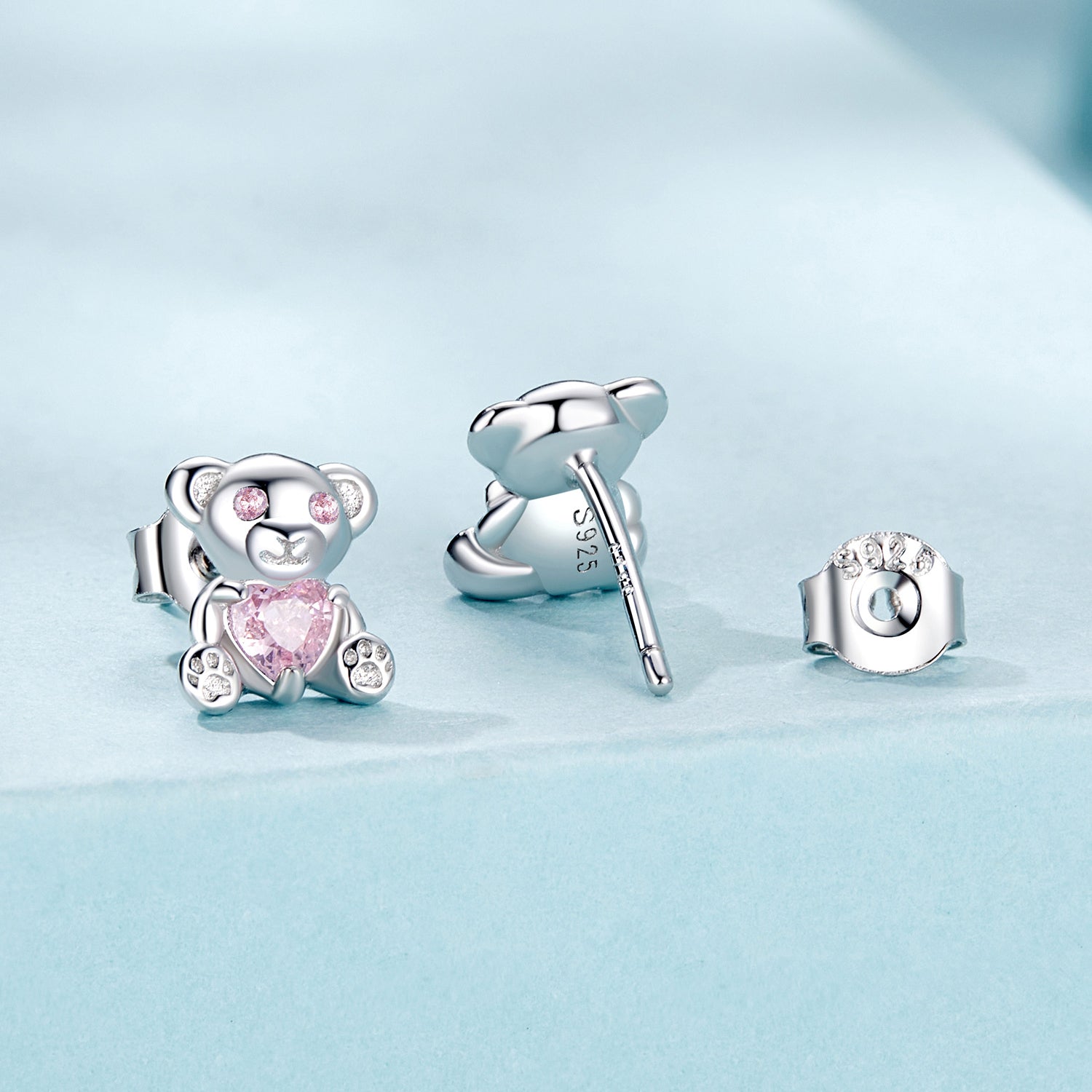 925 Sterling Silver Earrings with CZ in White Gold Plating