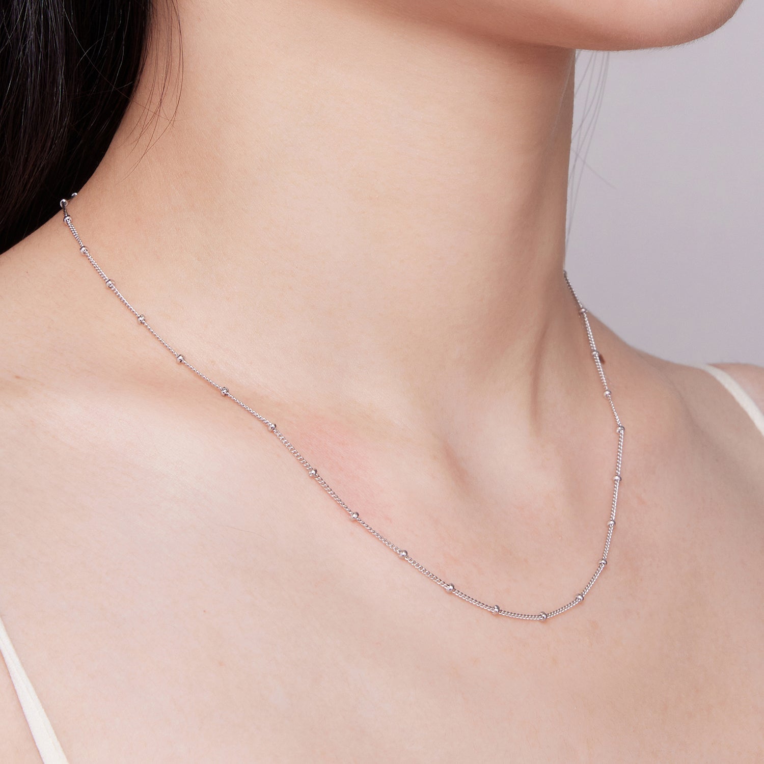925 Sterling Silver Plated Platinum 45cm Necklace for Women