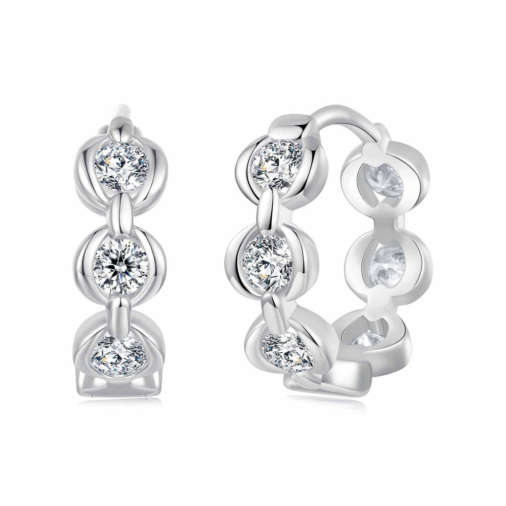 925 Sterling Silver 0.25 Carat Moissanite Hoop Earrings for Women