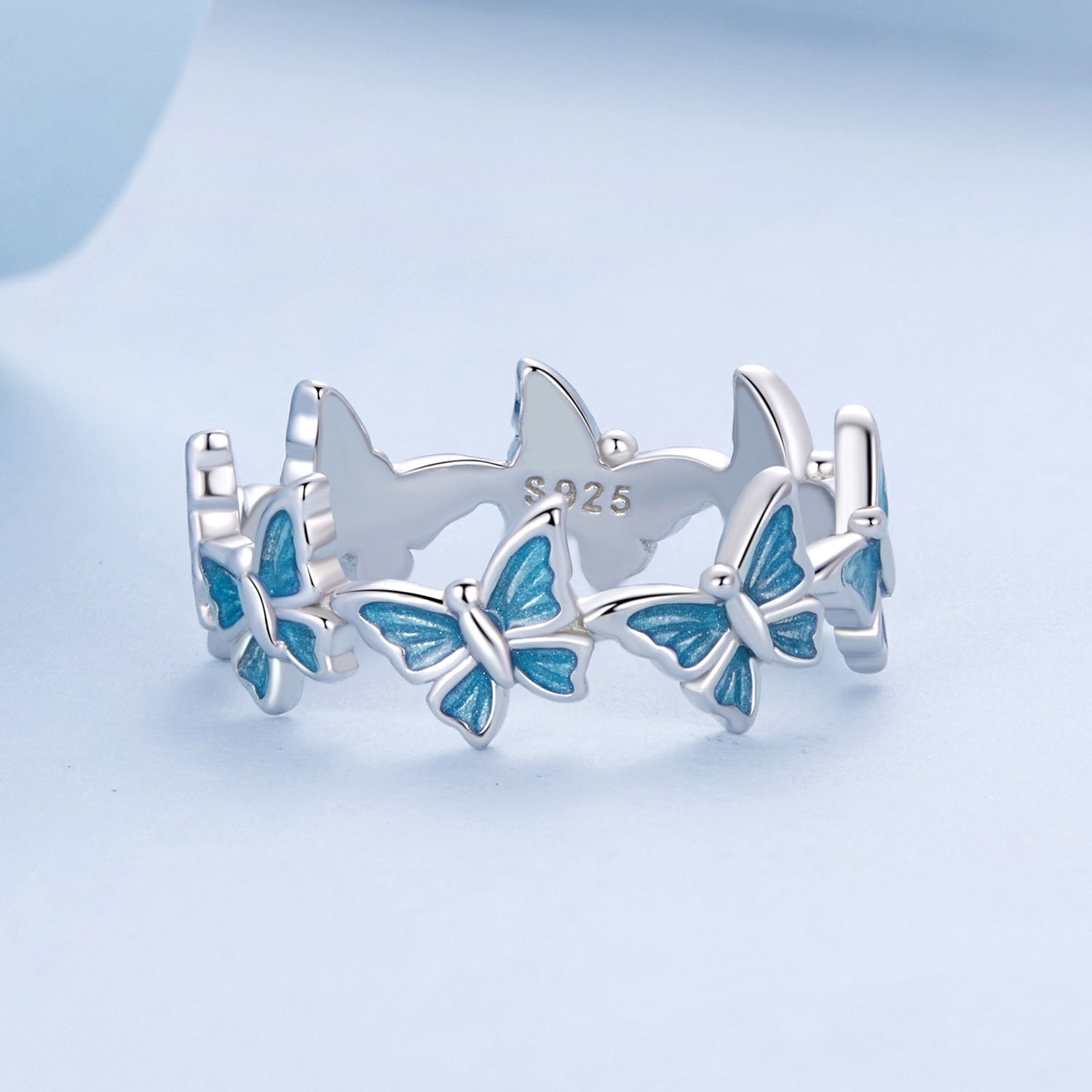 925 Sterling Silver Enamel Ring Size 6 for Women