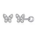 925 Sterling Silver Earrings with CZ in Pavé Setting - 0.4*0.5cm - Women