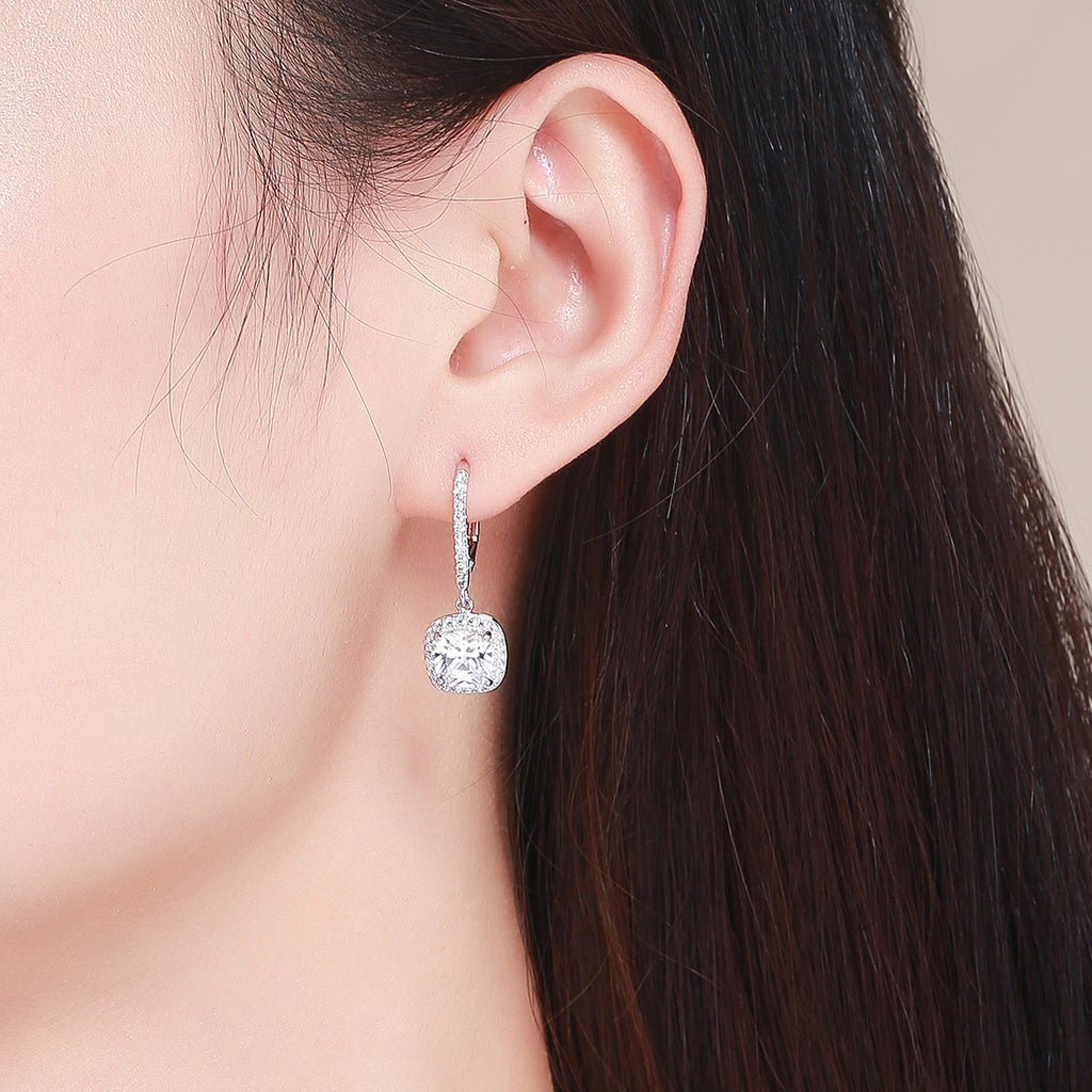 925 Sterling Silver Plated Gold Pavé Setting CZ Earrings for Women
