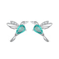 925 Sterling Silver Transparent Glass Earrings with CZ for Women