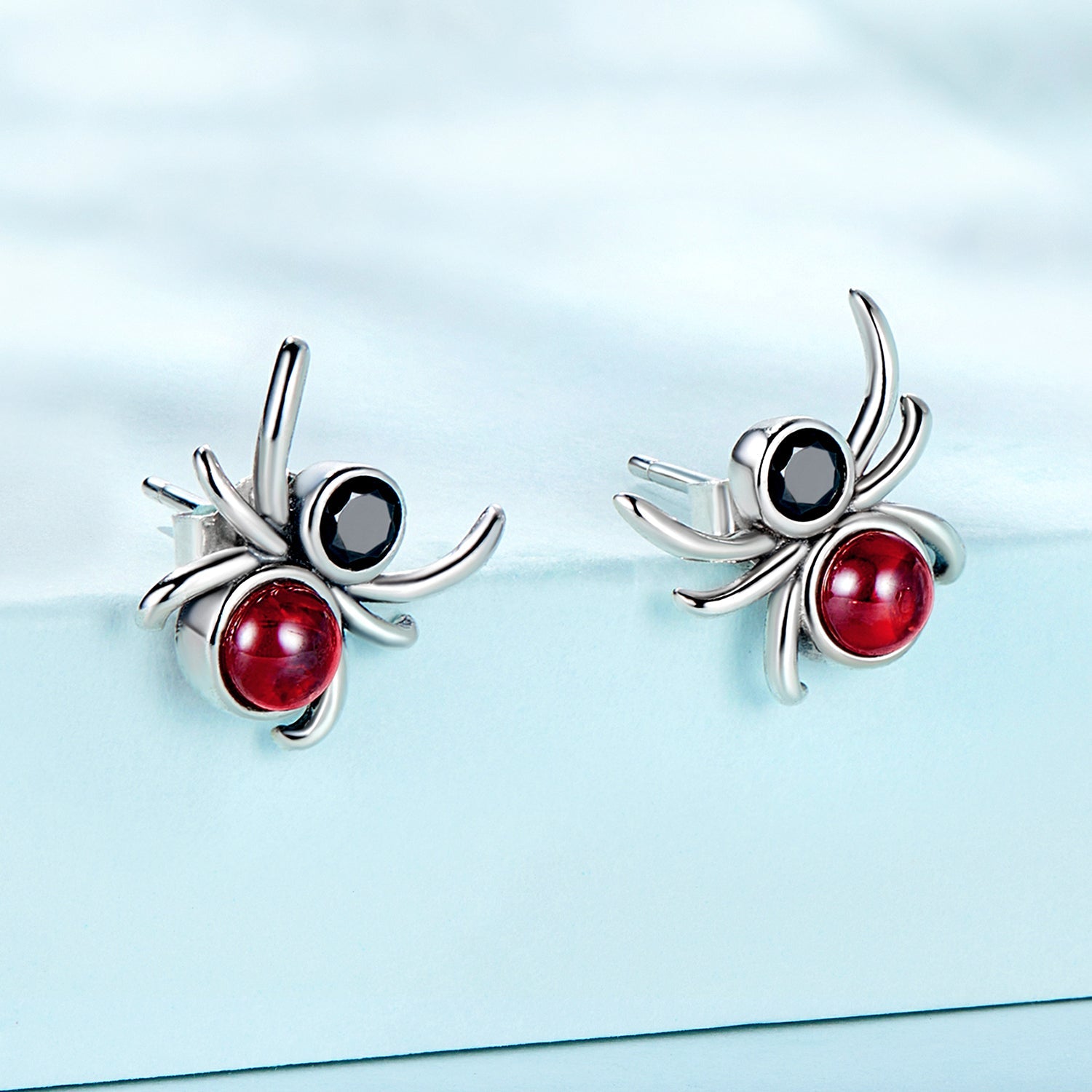 925 Sterling Silver Earrings with Pavé Setting CZ and Transparent Glass