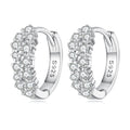 925 Sterling Silver Earrings with Pavé Setting CZ, 1.2x0.45cm, Platinum Plated for Women