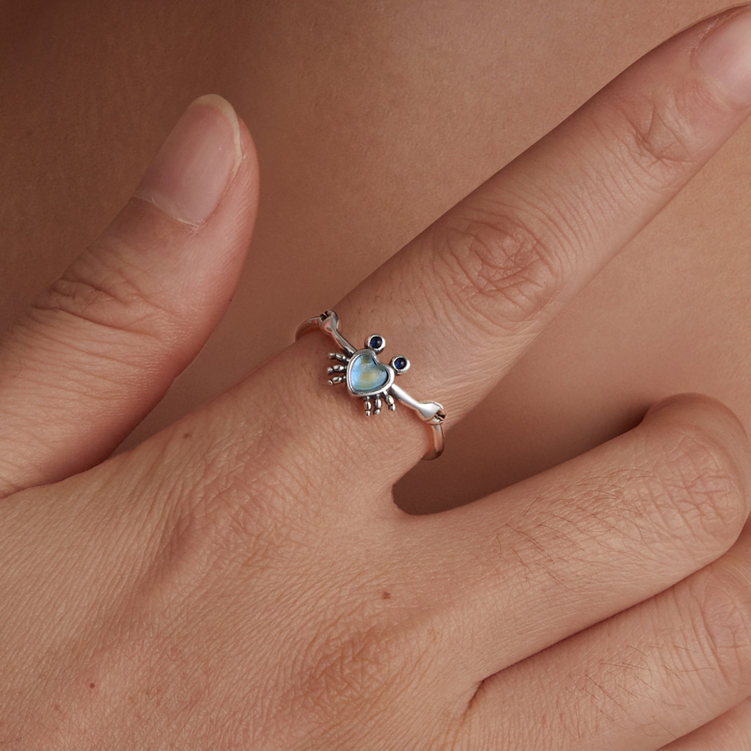 925 Sterling Silver Moonstone and Synthetic Spinel Ring for Women