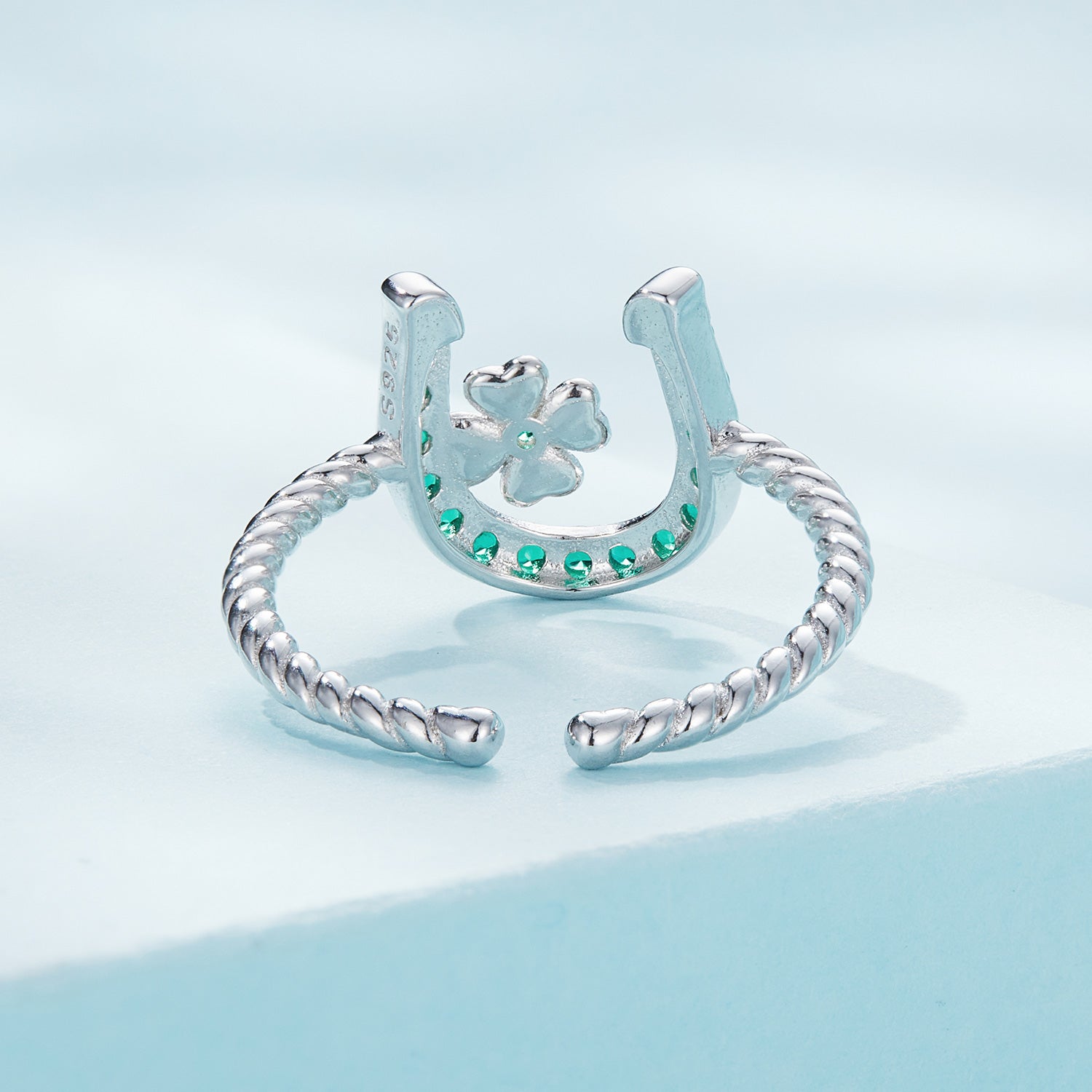 925 Sterling Silver Platinum Plated CZ Ring for Women