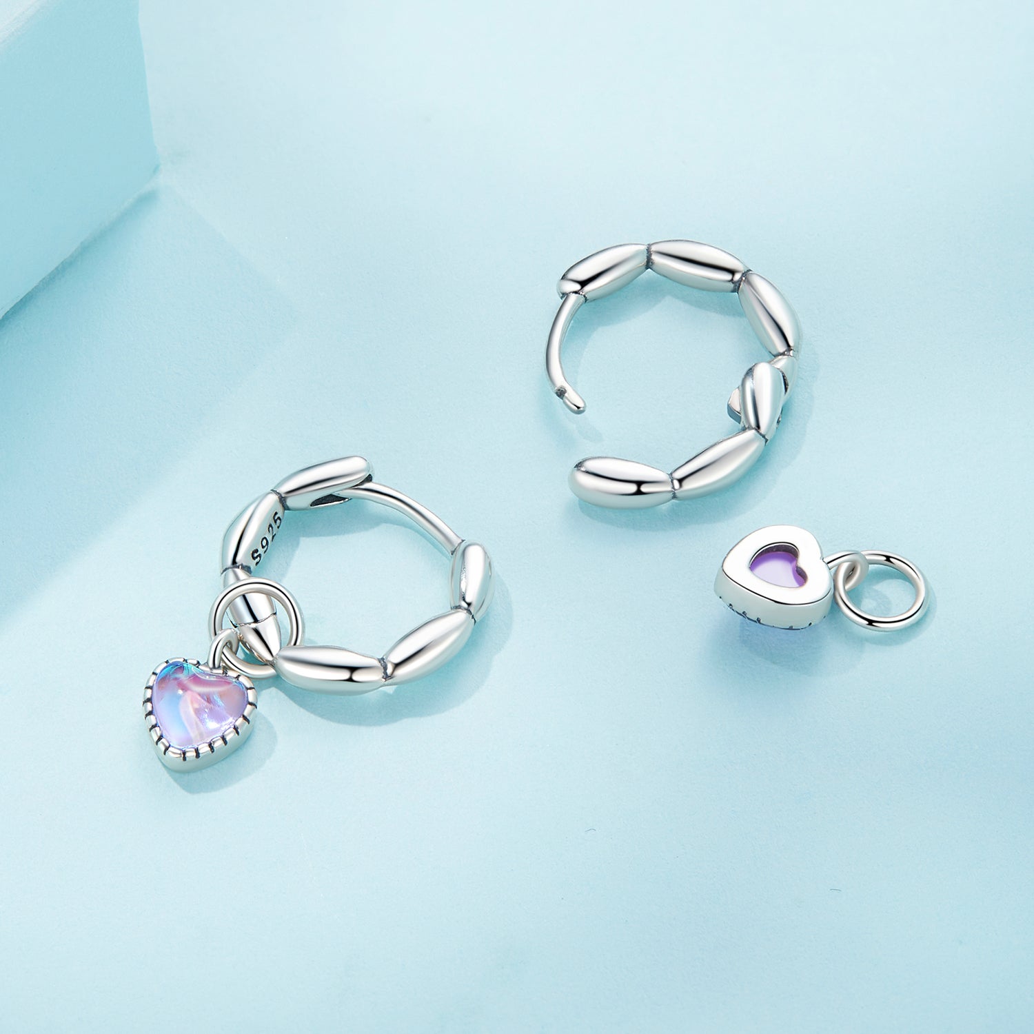 S925 Sterling Silver Earrings with Transparent Glass for Women