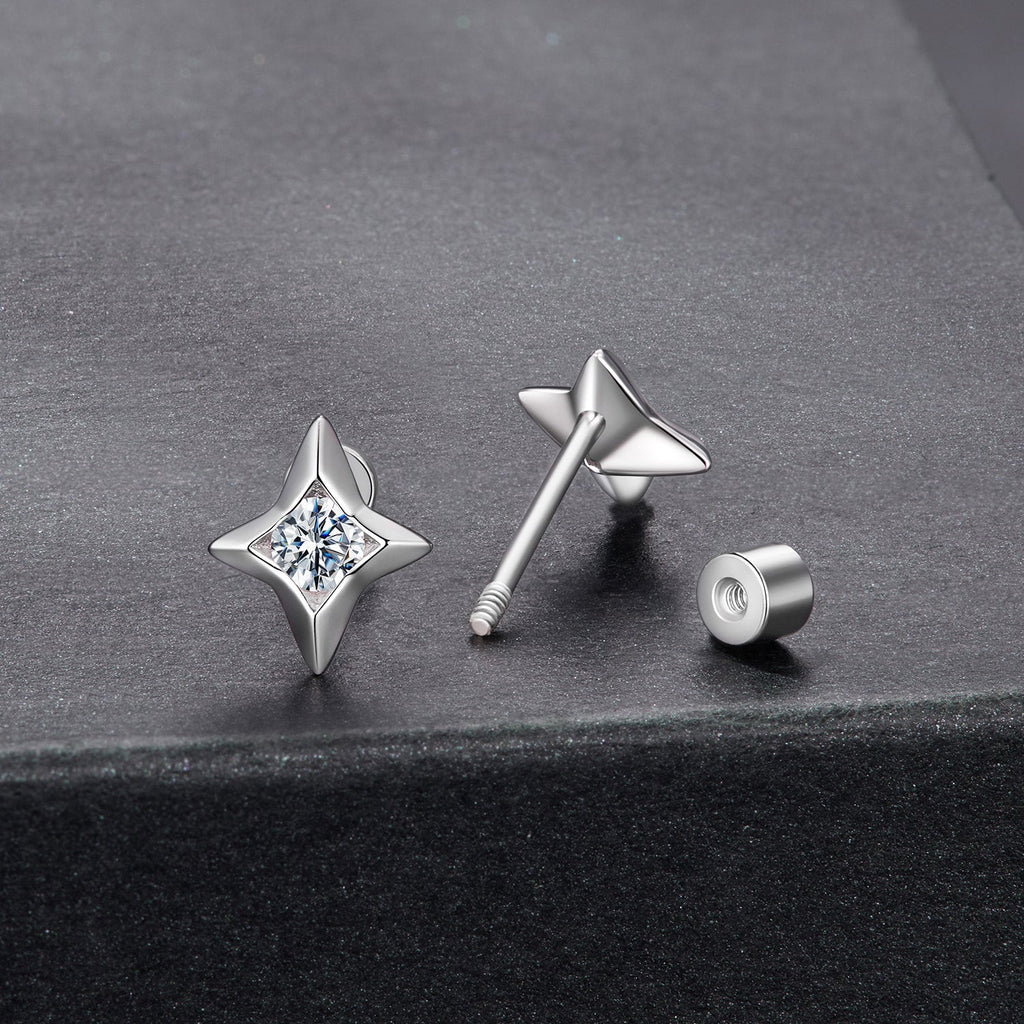925 Sterling Silver Moissanite Earrings 0.8cm for Women