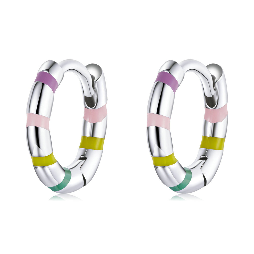 S925 Sterling Silver Enamel Platinum Plated Earrings for Women