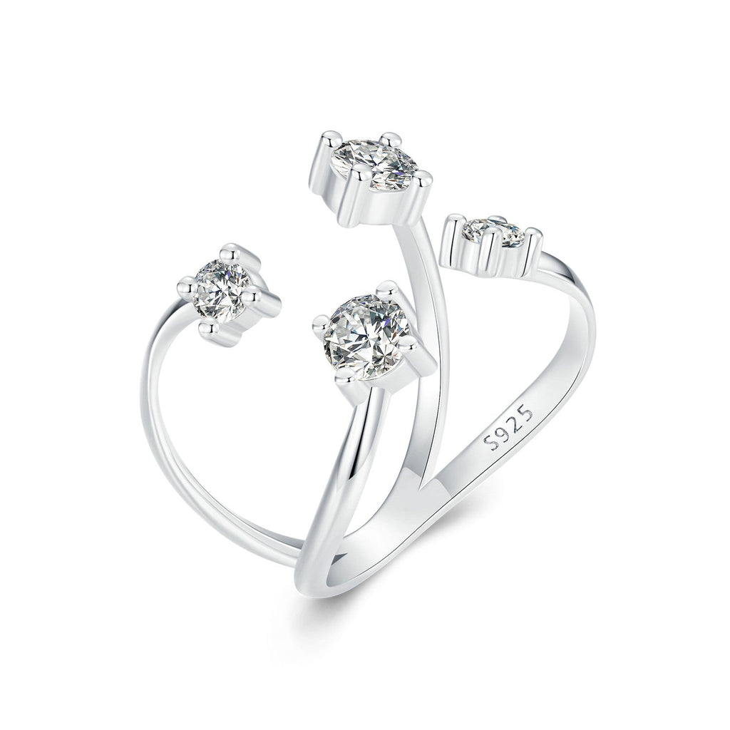 925 Sterling Silver White Gold Plated Pavé Set CZ Ring 2.5-13.5mm for Women
