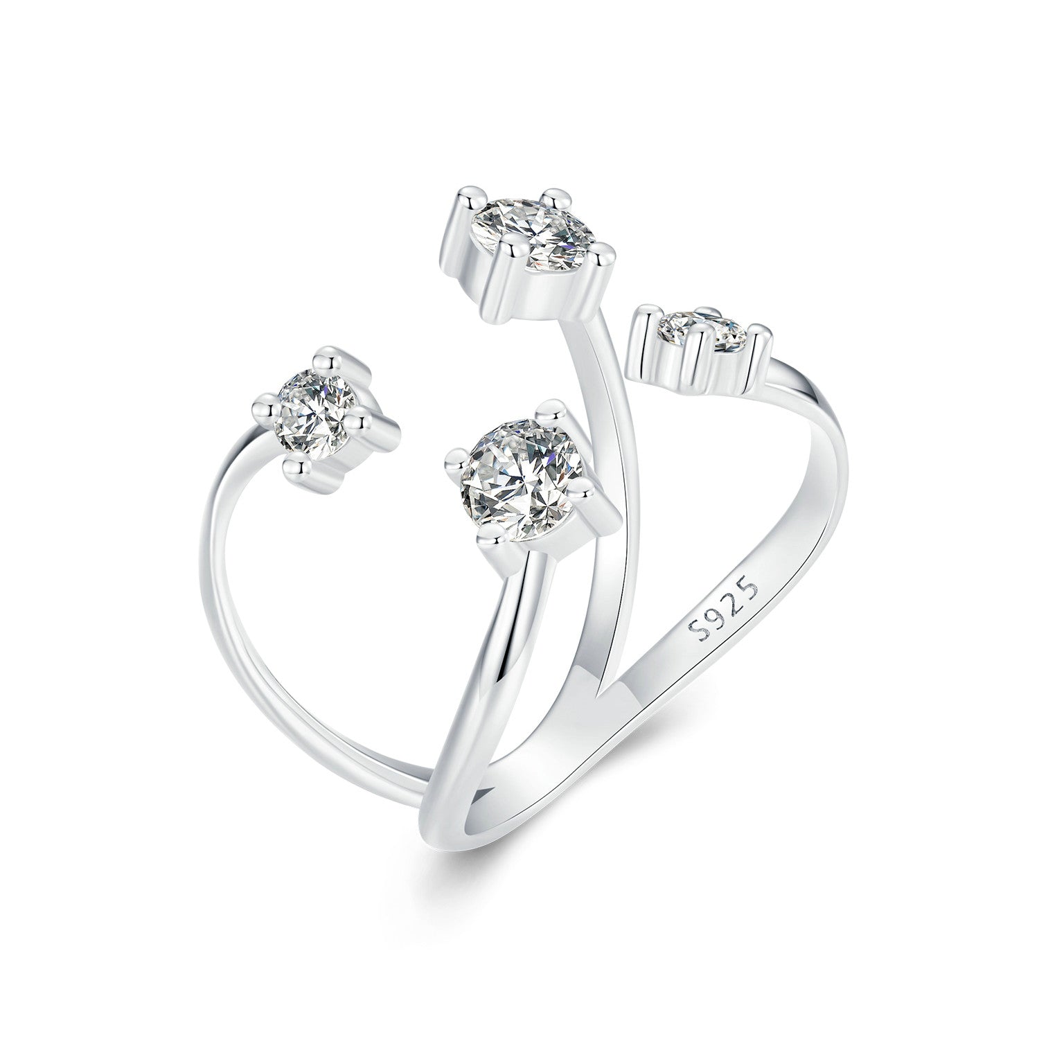 925 Sterling Silver White Gold Plated Pavé Set CZ Ring 2.5-13.5mm for Women