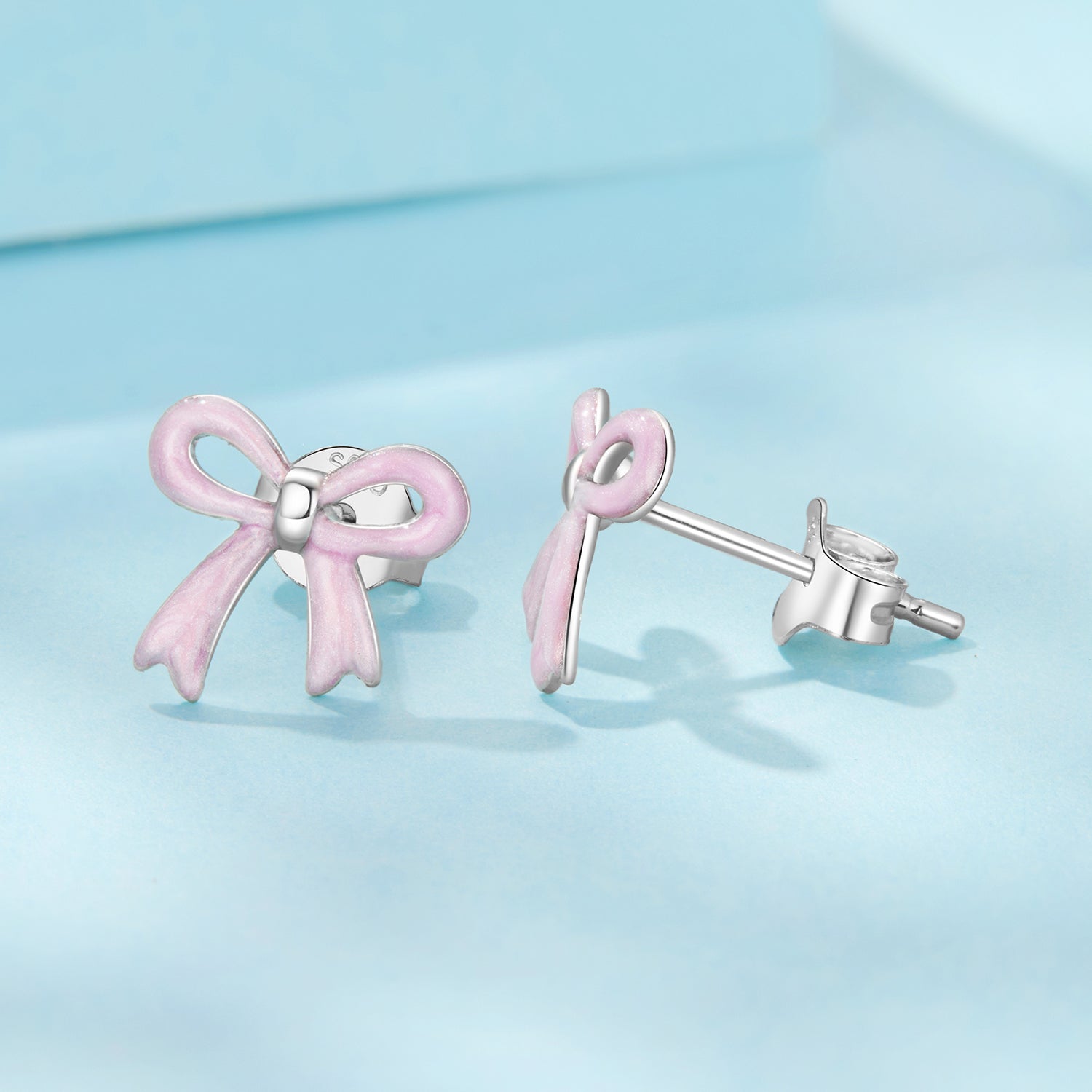 925 Sterling Silver Earrings with Enamel Process and White Gold Plating