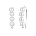 925 Sterling Silver White Gold Plated Earrings with Quality Shell Pearl, 2.1*0.5cm for Women