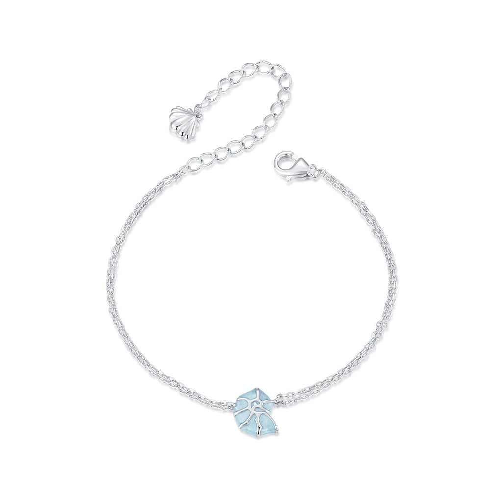 925 Sterling Silver White Gold Plated Bracelet with Enamel Process