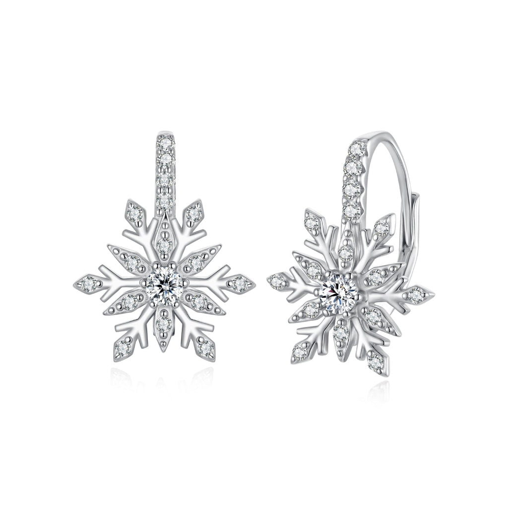 925 Sterling Silver Earrings with Pavé Setting CZ in White Gold for Women