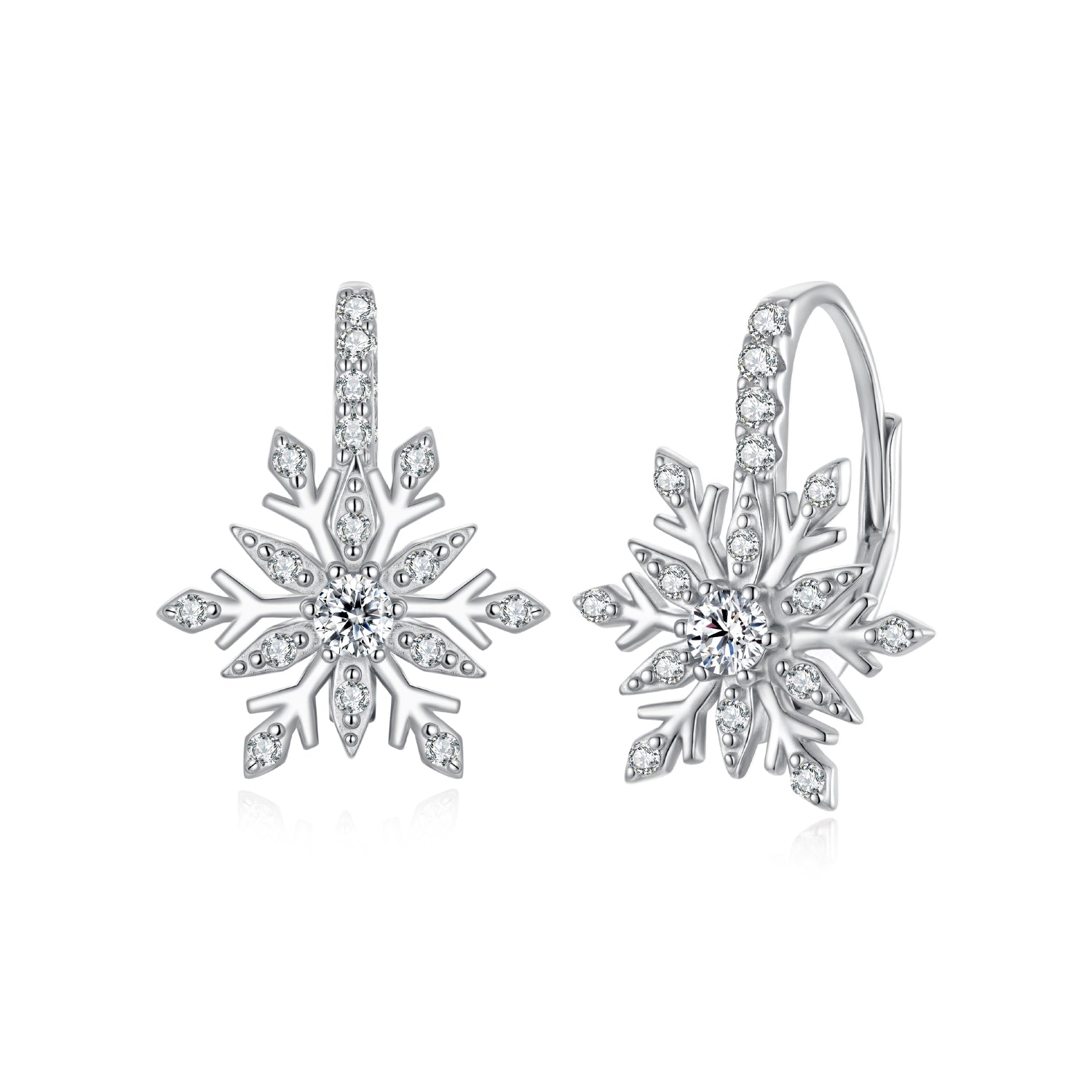 925 Sterling Silver Earrings with Pavé Setting CZ in White Gold for Women