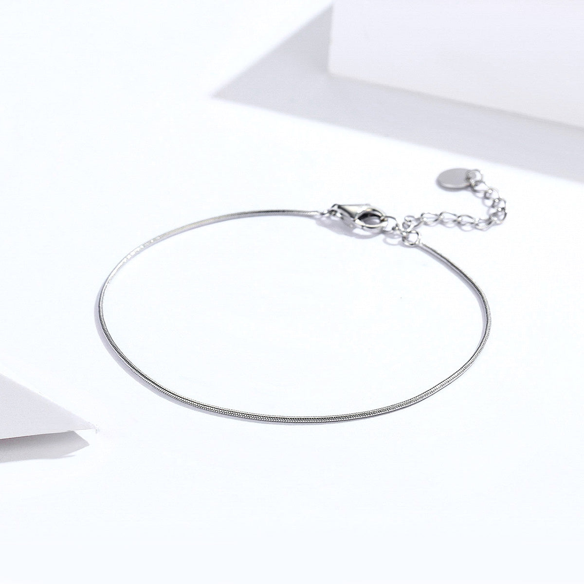 925 Sterling Silver Adjustable Platinum Plated Bracelet for Women