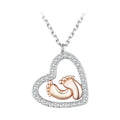 925 Sterling Silver Necklace with CZ in Rose Gold and Platinum Finish, 400mm Chain Length for Women