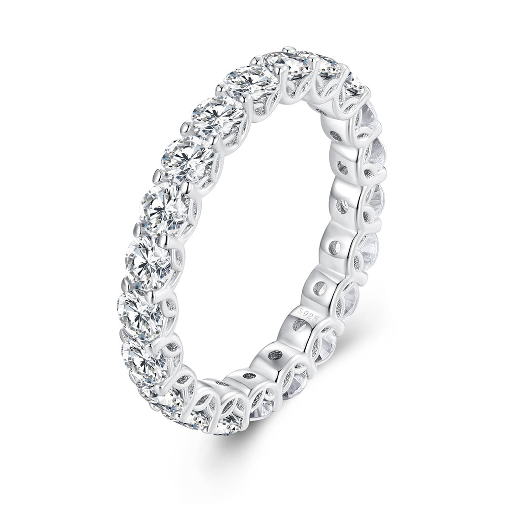 925 Sterling Silver 3mm Moissanite Ring for Women Size 6