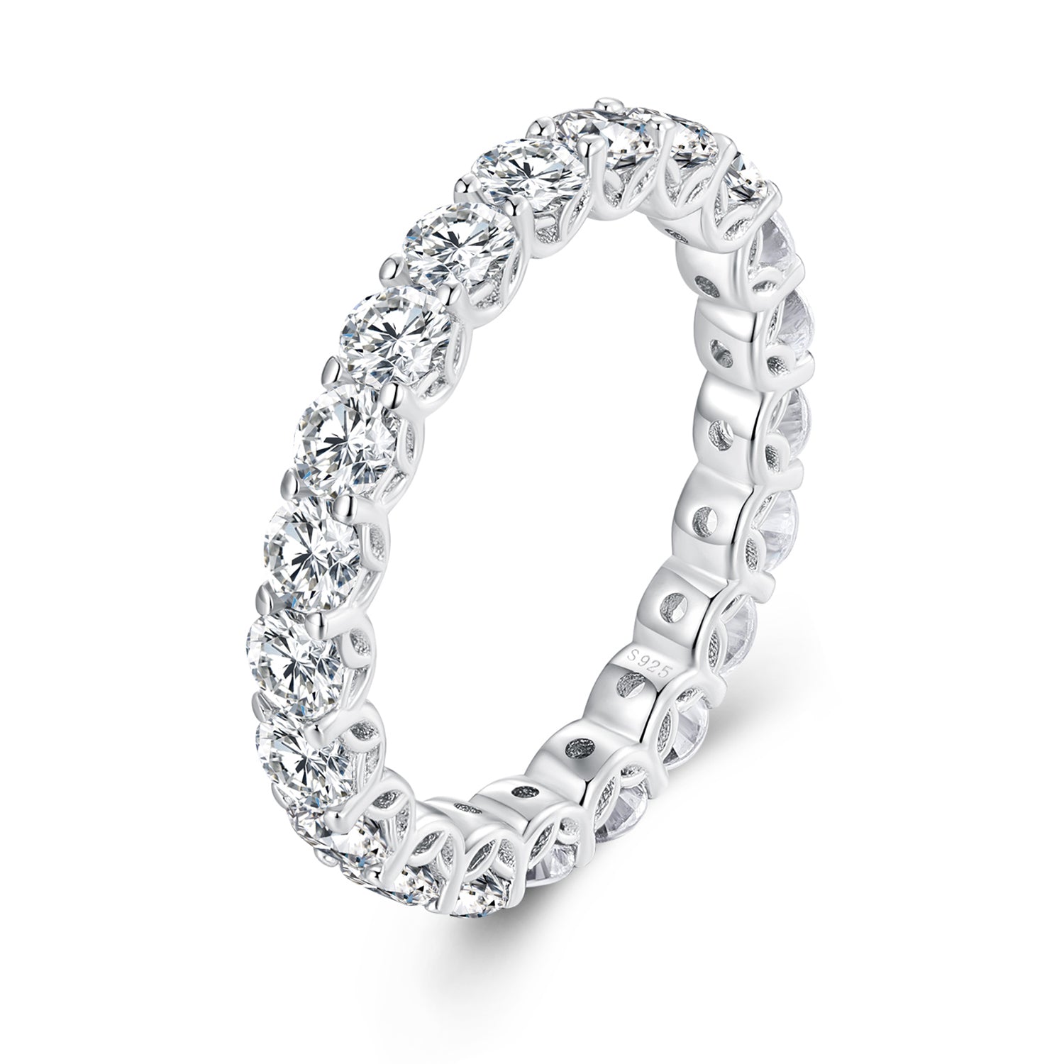 925 Sterling Silver 3mm Moissanite Ring for Women Size 6