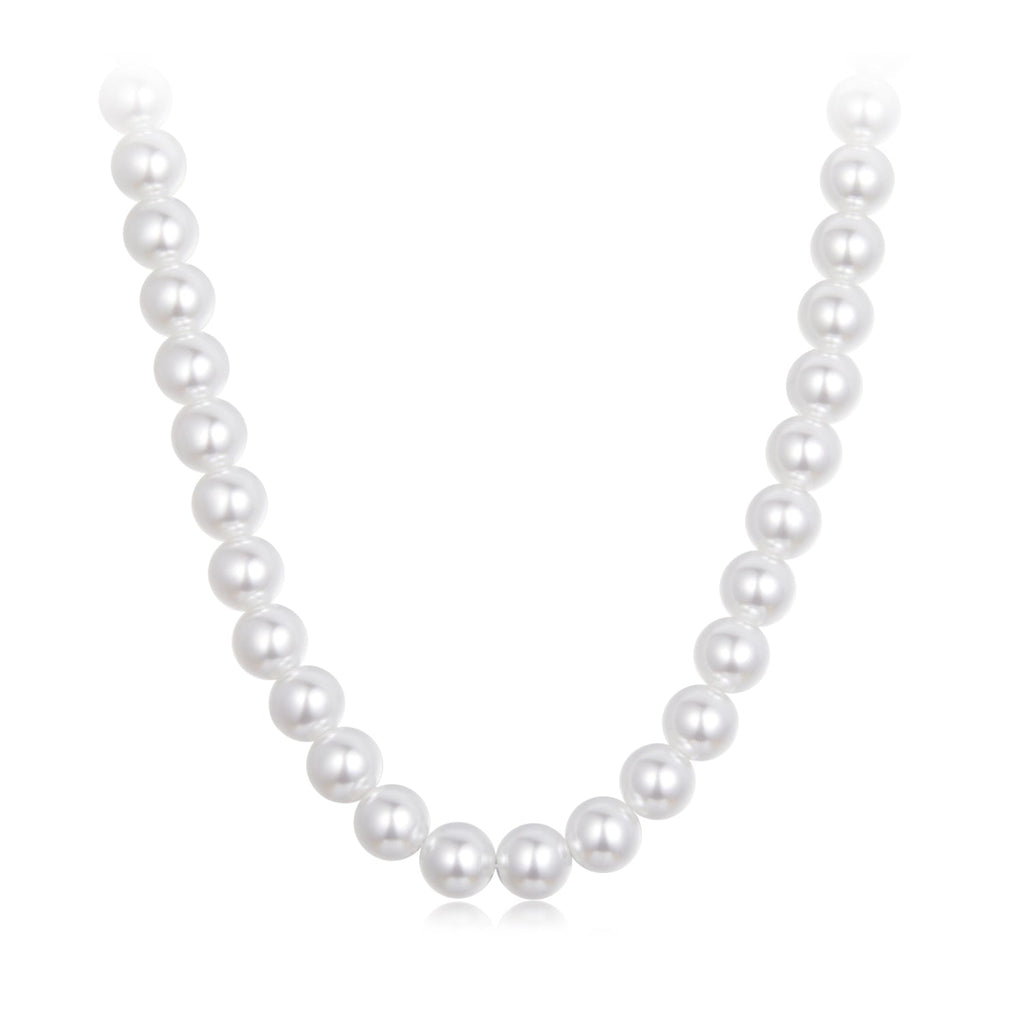 925 Sterling Silver White Gold Plated 39-45.5cm Quality Shell Pearl Necklace for Women