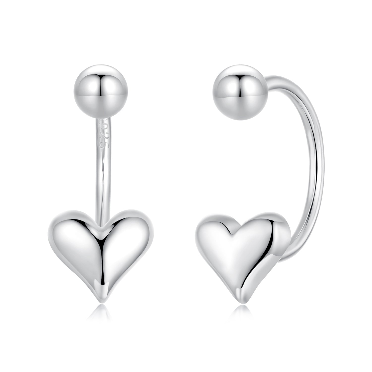 925 Sterling Silver Earrings with White Gold Plating, 1.3x0.58cm for Women