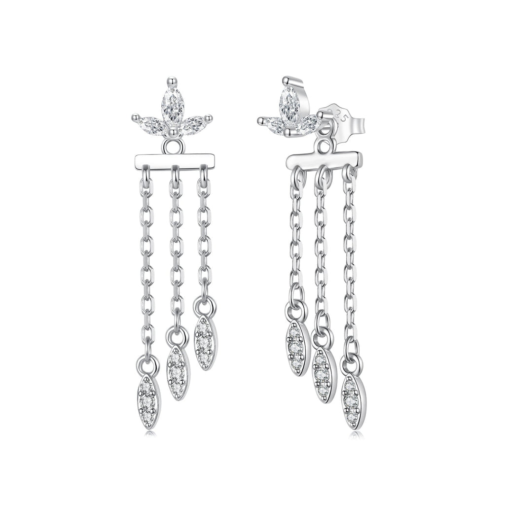 925 Sterling Silver Earrings with White Gold Plating and CZ
