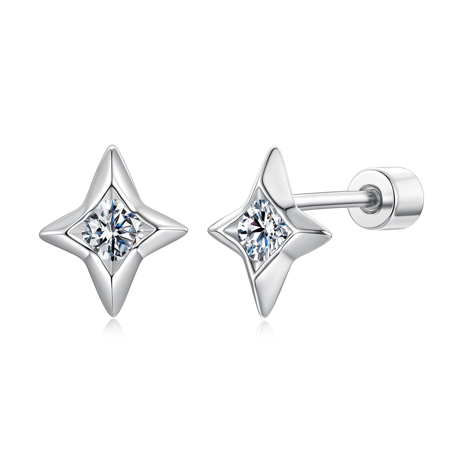 925 Sterling Silver Moissanite Earrings 0.8cm for Women