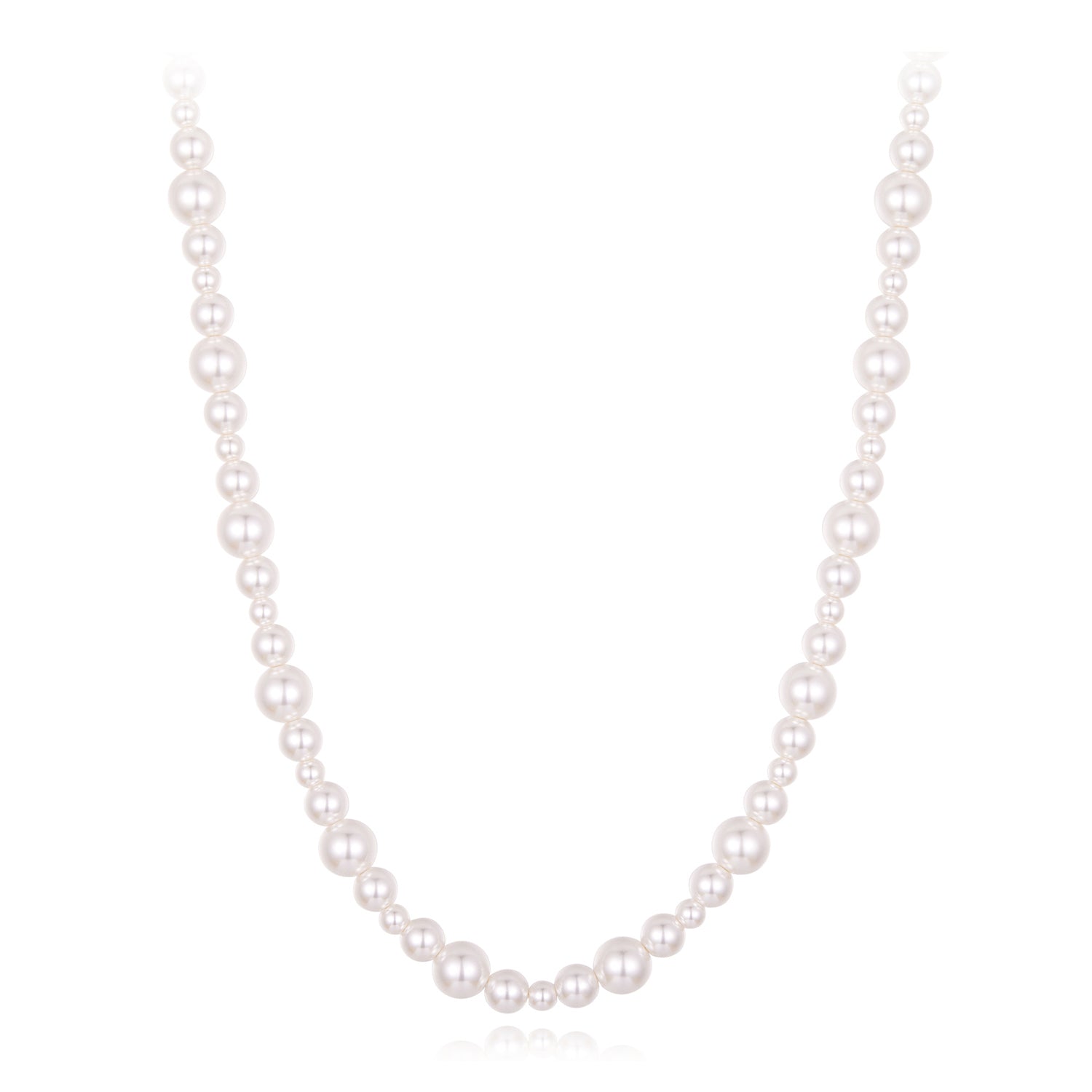 925 Sterling Silver White Gold Plated Necklace with Synthetic Pearls for Women