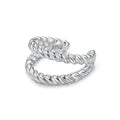 925 Sterling Silver White Gold Plated Hoop Earrings 0.7x1.3cm for Women