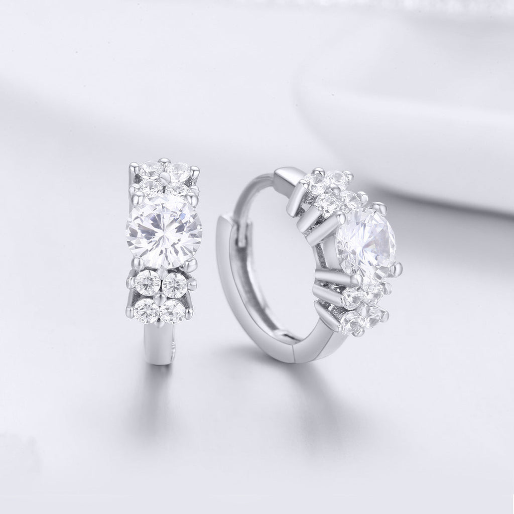 925 Sterling Silver Earrings with Pavé Setting and CZ Stone for Women