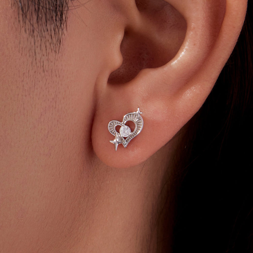 925 Sterling Silver Earrings with Pavé Setting CZ in White Gold