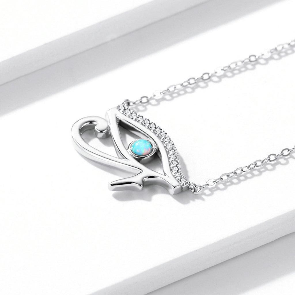 925 Sterling Silver Opal Necklace with CZ and Platinum Plating, Adjustable Length 45cm, Women’s Jewelry