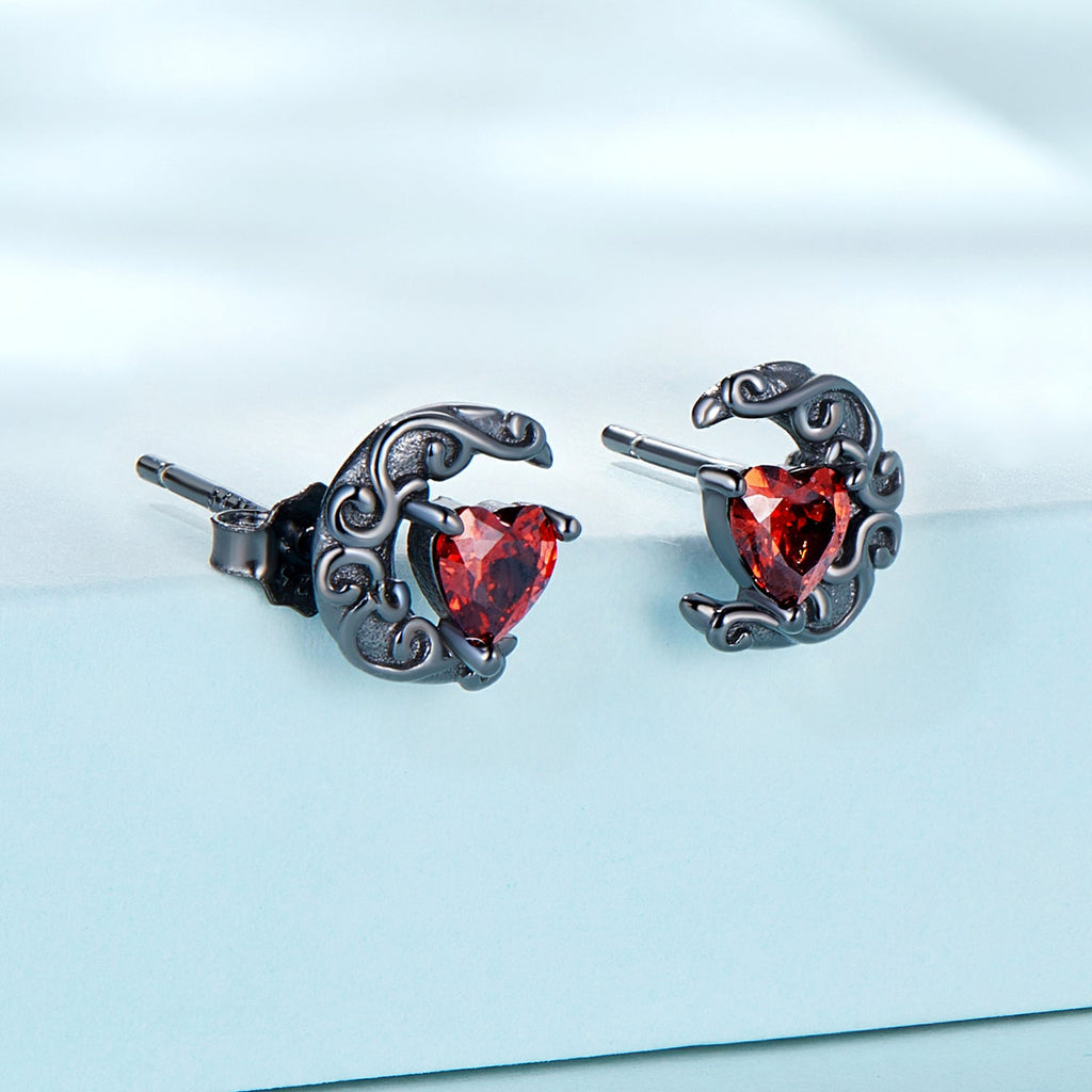 925 Sterling Silver Earrings with Pavé Setting CZ in Black Gold Plating