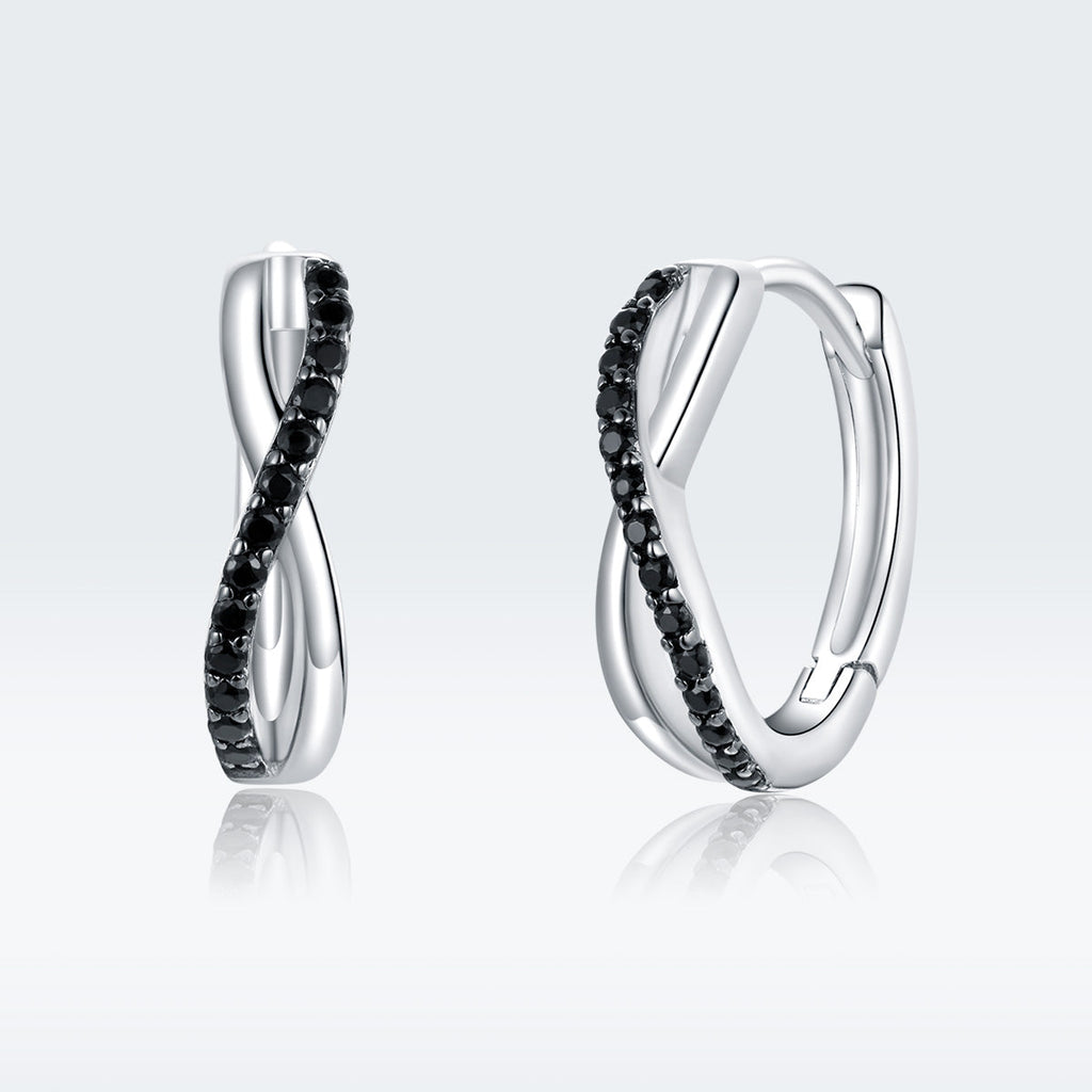 925 Sterling Silver Earrings 1.3*0.4cm with Pavé Setting CZ for Women