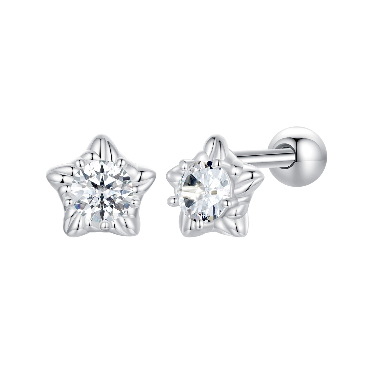 925 Sterling Silver Moissanite Stud Earrings 5mm for Women