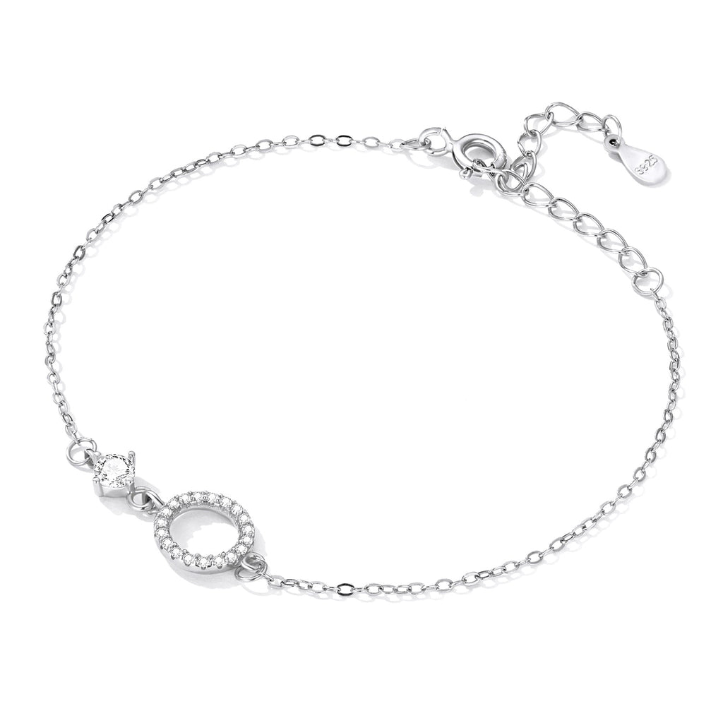 925 Sterling Silver Adjustable Bracelet with Pavé Set CZ for Women