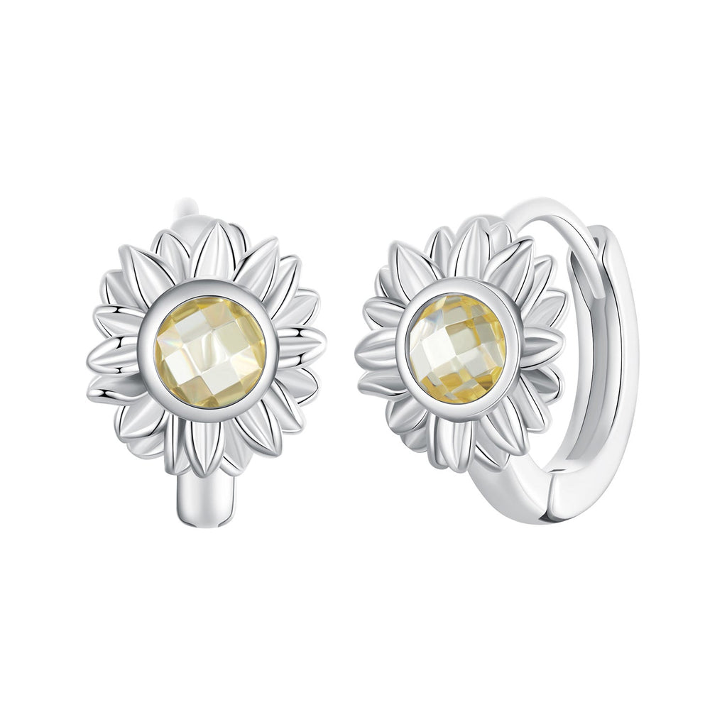 925 Sterling Silver Earrings with Transparent Glass, 12x9mm Size for Women